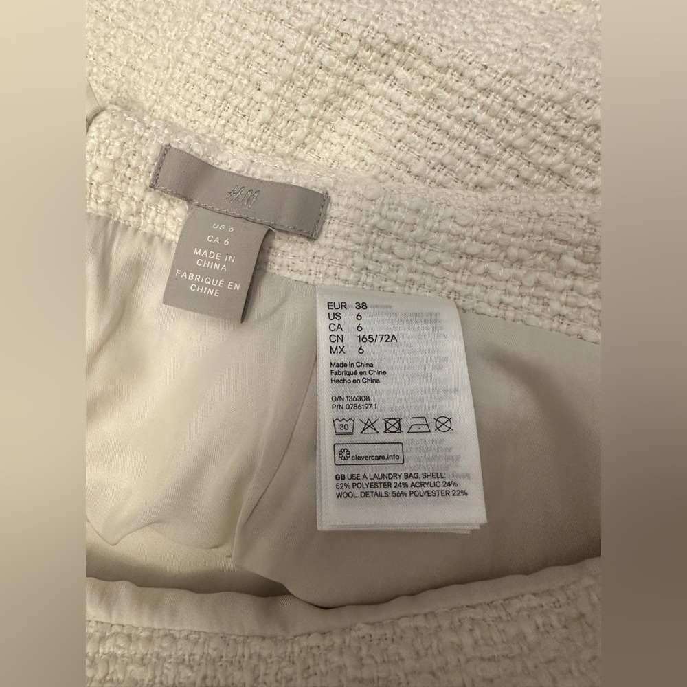 Zara Off White Cream Ivory and Black Women's Tweed Skirt and Blazer Jacket Set - Picture 16 of 16